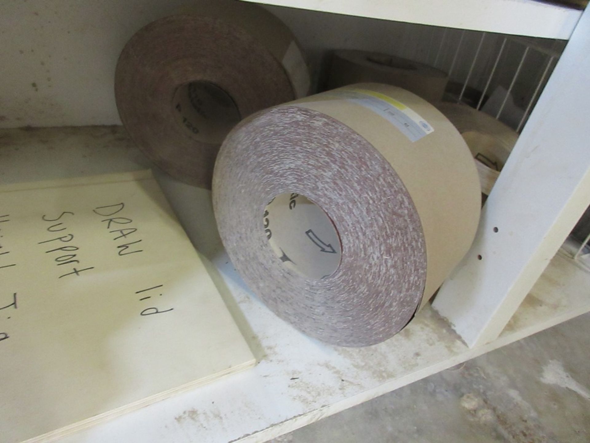 Bespoke sand paper dispenser with contents of cupboard including assorted sand paper and bespoke - Image 3 of 6