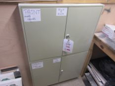 Four metal wall mounted lockable cabinets
