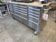 SGS 15 drawer mobile tool cabinet with timber top, 1803mm 490mm - excluding contents