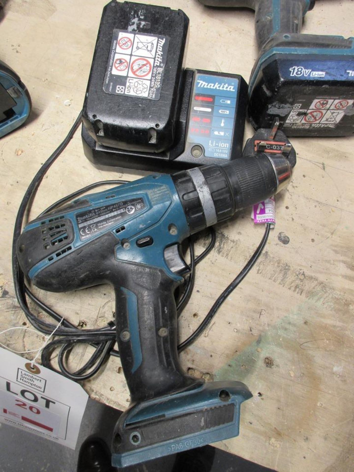 Two Makita HP457D cordless hammer drills, 18v, 2 x batteries, 1 x charger - Image 3 of 4