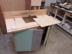 Bespoke timber router bench, 1m x 630mm x height: 880mm with 2 x power sockets