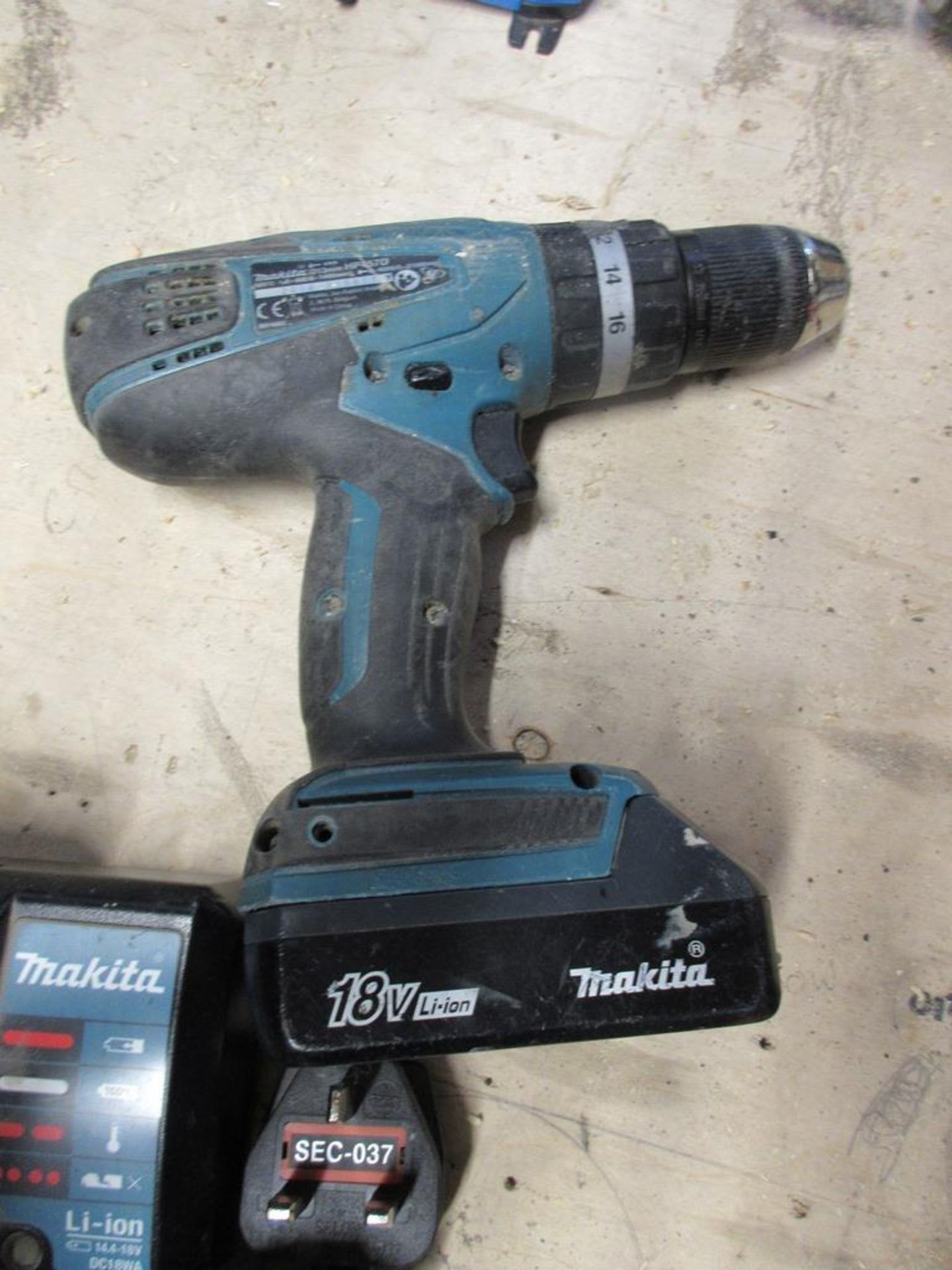 Two Makita HP457D cordless hammer drills, 18v, 2 x batteries, 1 x charger - Image 2 of 4