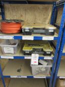 Contents of rack including gas and pipe fitting, tools etc.