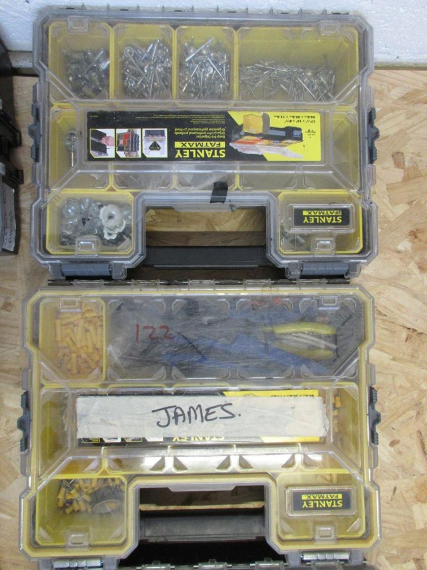 Five Stanley Fatmax sectional carry cases with contents including assorted electrical connectors, - Image 2 of 5