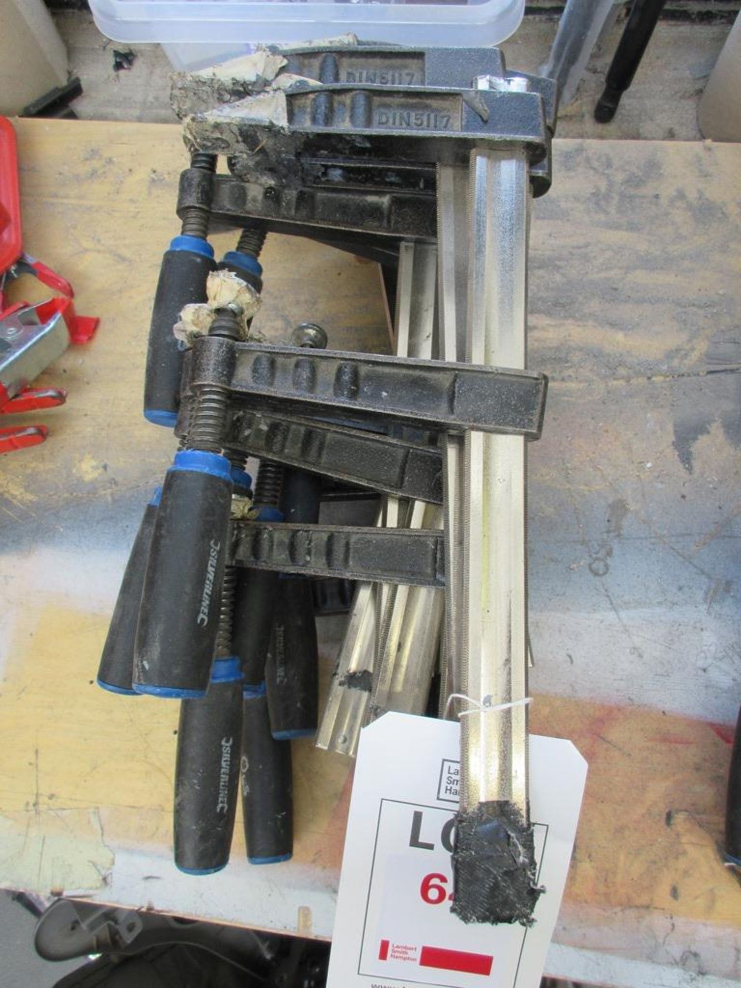 Eleven various 'F' clamps, as lotted