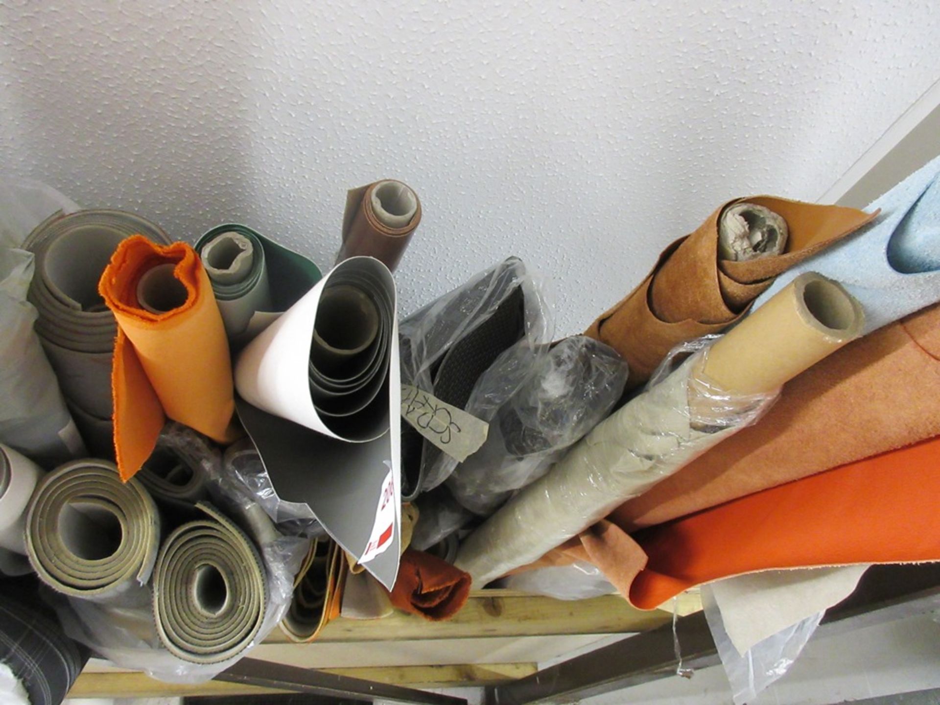 Large quantity of part rolls upholstery /faux leather fabric, etc. - Image 4 of 8