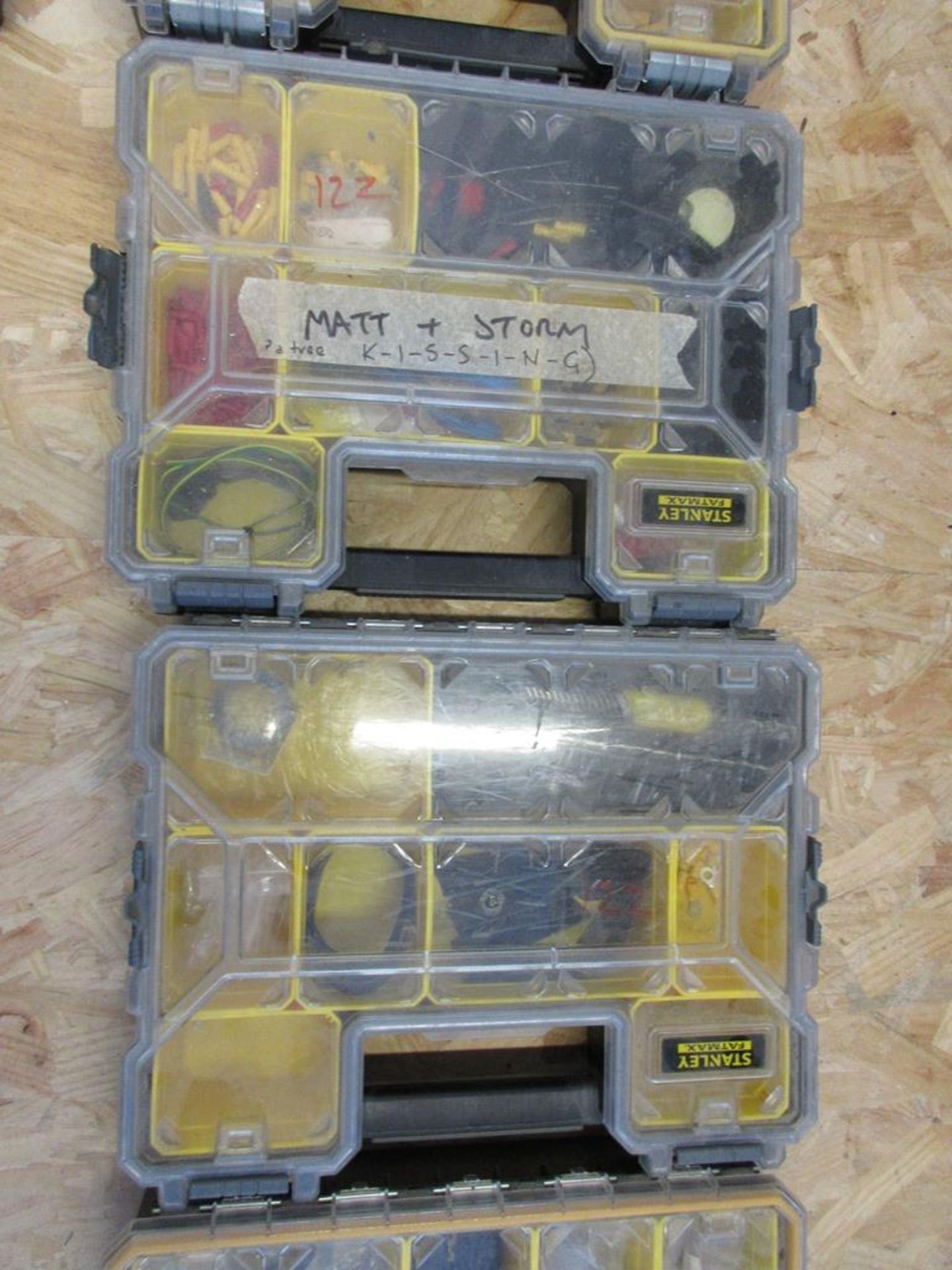 Five Stanley Fatmax sectional carry cases with contents including assorted electrical connectors, - Image 3 of 5