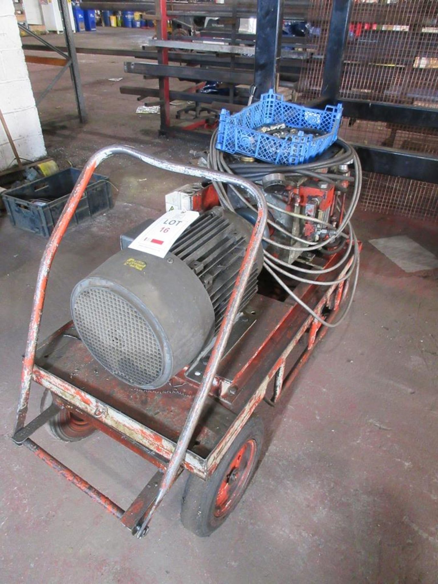 Mobile hydraulic test rig, with electric motor, pump & quantity of hydraulic fittings - Image 2 of 4