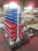 Mobile parts rack with bins, nuts, bolts & washers etc.