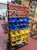 Mobile parts trolley with quantity of parts bins & electrical consumables etc.
