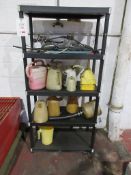 Rack & contents of pumps & jugs etc.