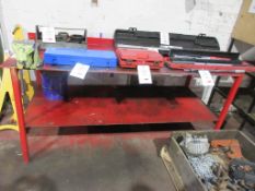 Fabricated Steel bench approx. 2000mm x 800mm approx. 910mm high with 5" engineers vice