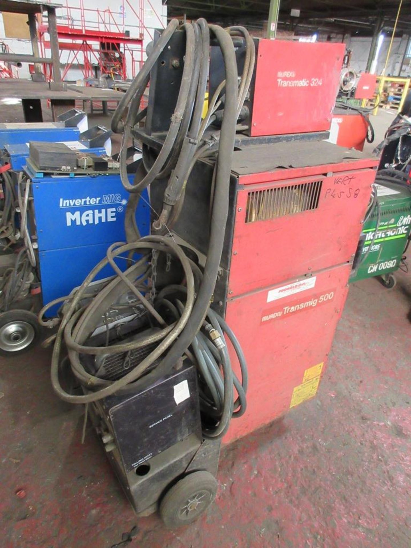 Murex MIG welder, model Transmig 500 pulse, with Murex wire feed, Model Transmatic 324, spares or - Image 2 of 4