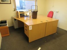 Three Desks, filing cabinet, 2 x chairs