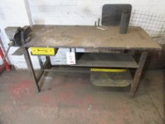 Fabricated Steel welders bench, approx. 1620mm x 700mm approx. 800mm high, with Record No.5