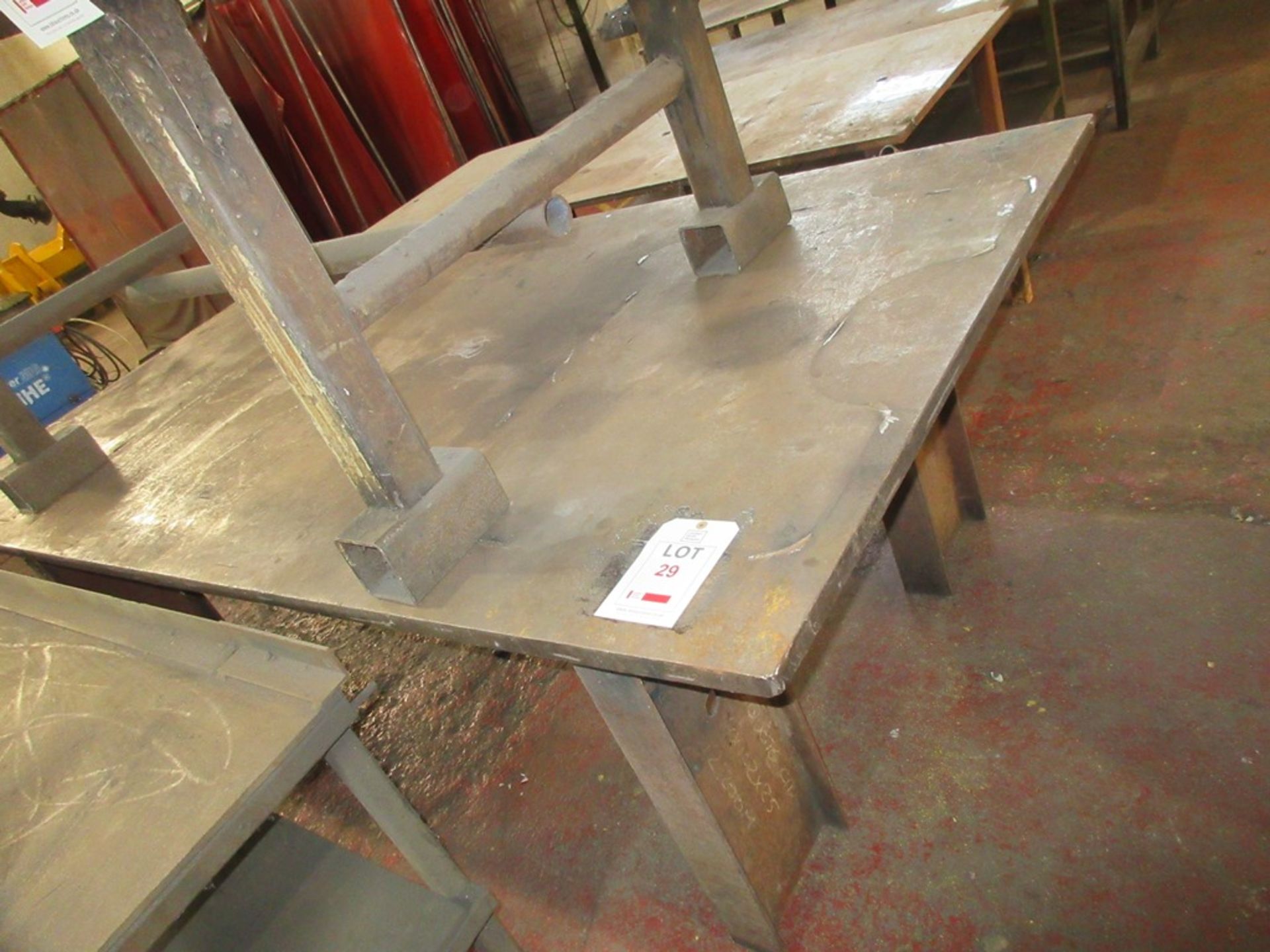 Fabricated Steel welders bench, approx.: 2595mm x 1300mm approx. 830mm high