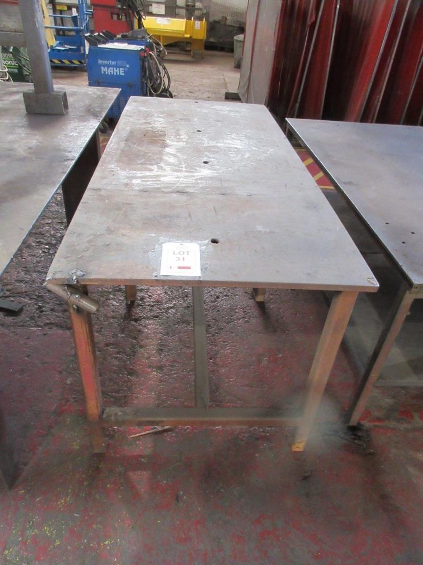 Fabricated Steel welders bench, approx.: 2010mm x 850mm approx. 835mm high