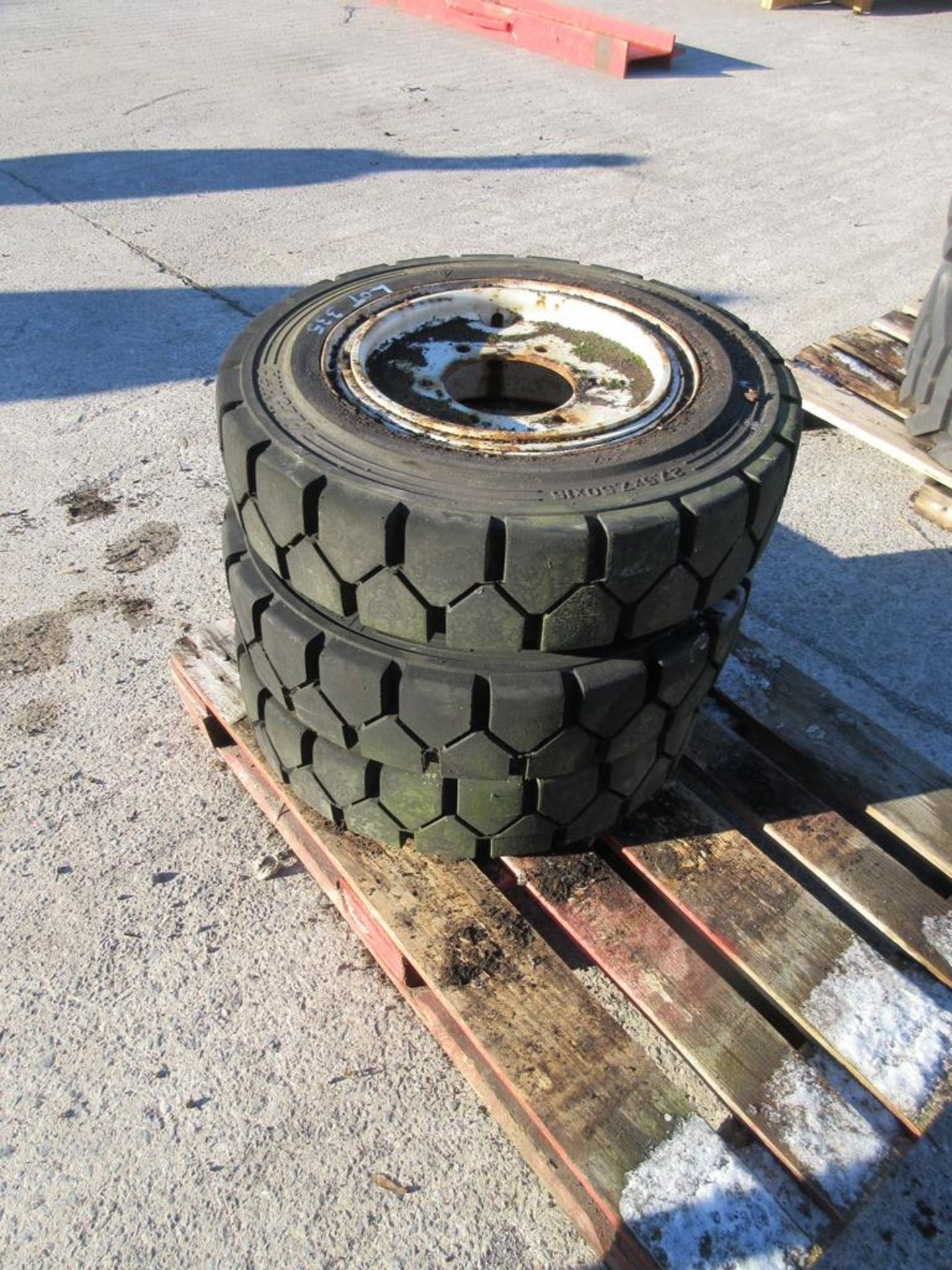 Three Skyjack 335 wheels, with 27.5 x 7.50 x 15 solid tyres - Image 2 of 3