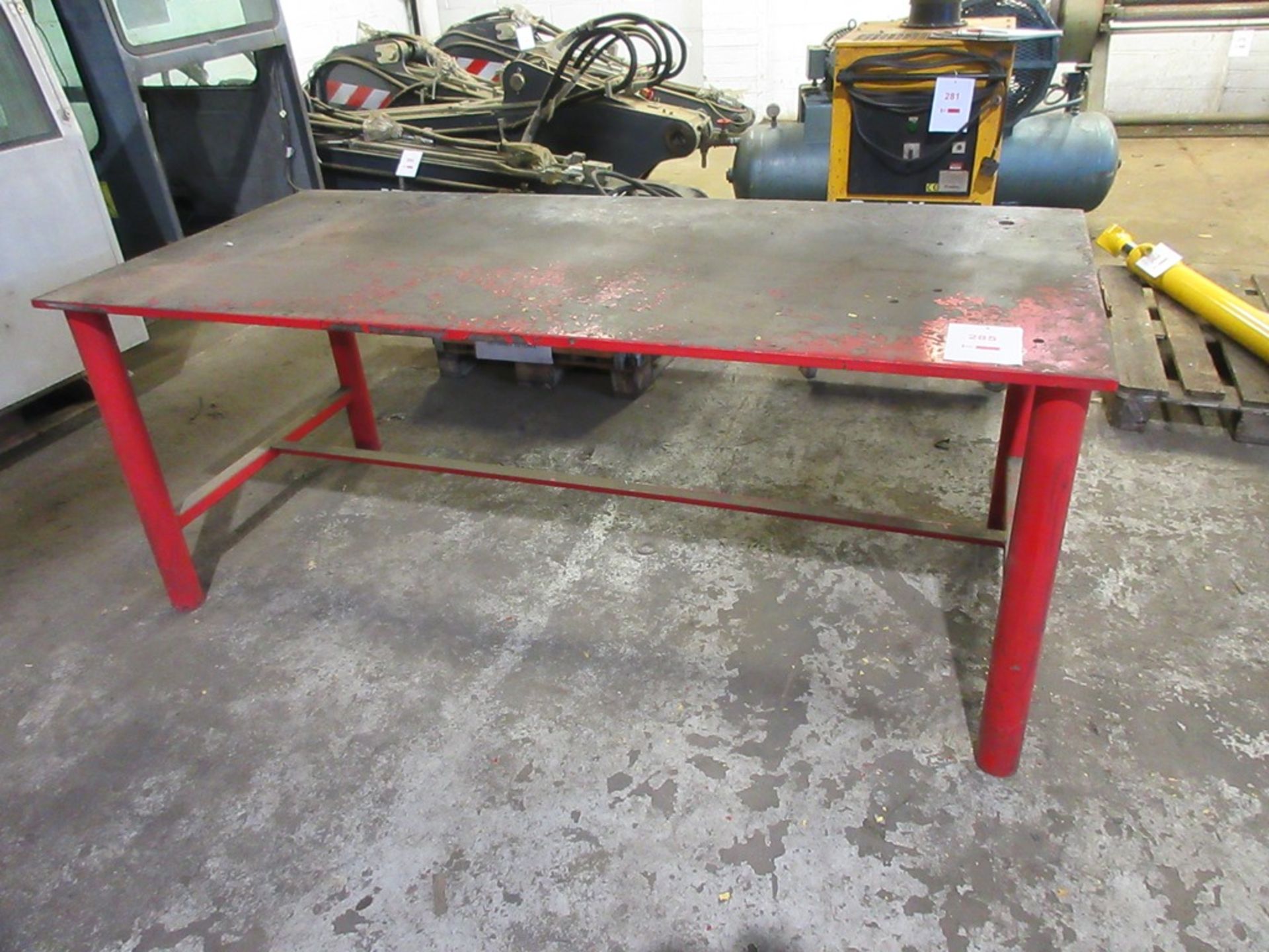 Fabricated Steel welders bench, approx. 2020mm x 910mm approx. 810mm high
