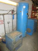 COMPAIR Screw compressor, model L15-7.5, max pressure 7.5Bar, (2004) with 500 Ltr air receiver & dry