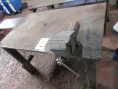 Fabricated Steel welders bench, approx.: 1335mm x 815mm approx. 795mm high with No.26 engineers