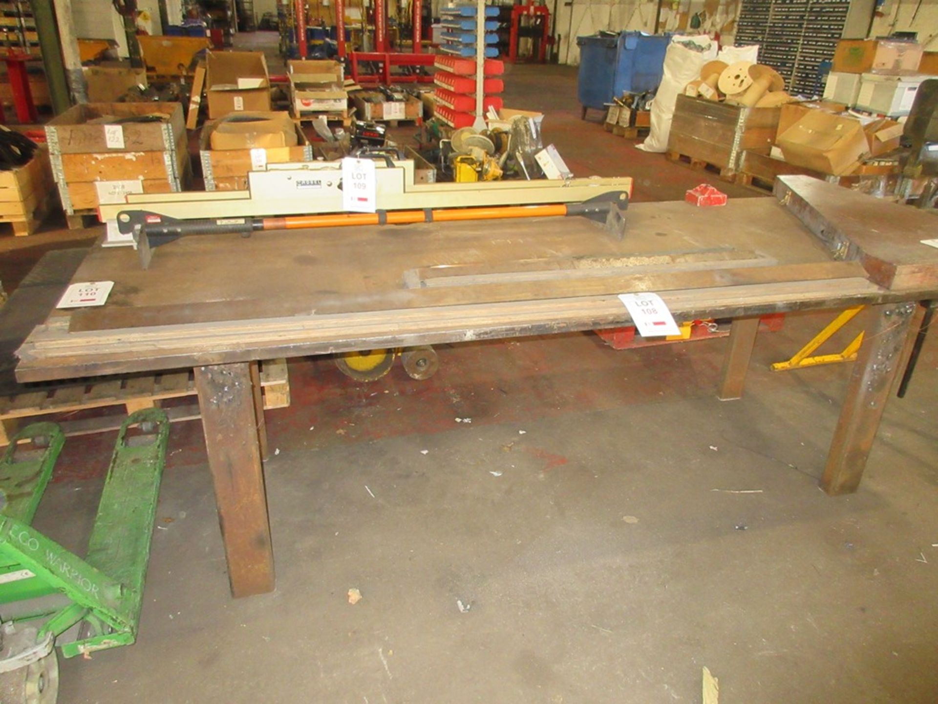 Fabricated Steel welders bench approx. 2700mm x 1000mm approx. 830mm high