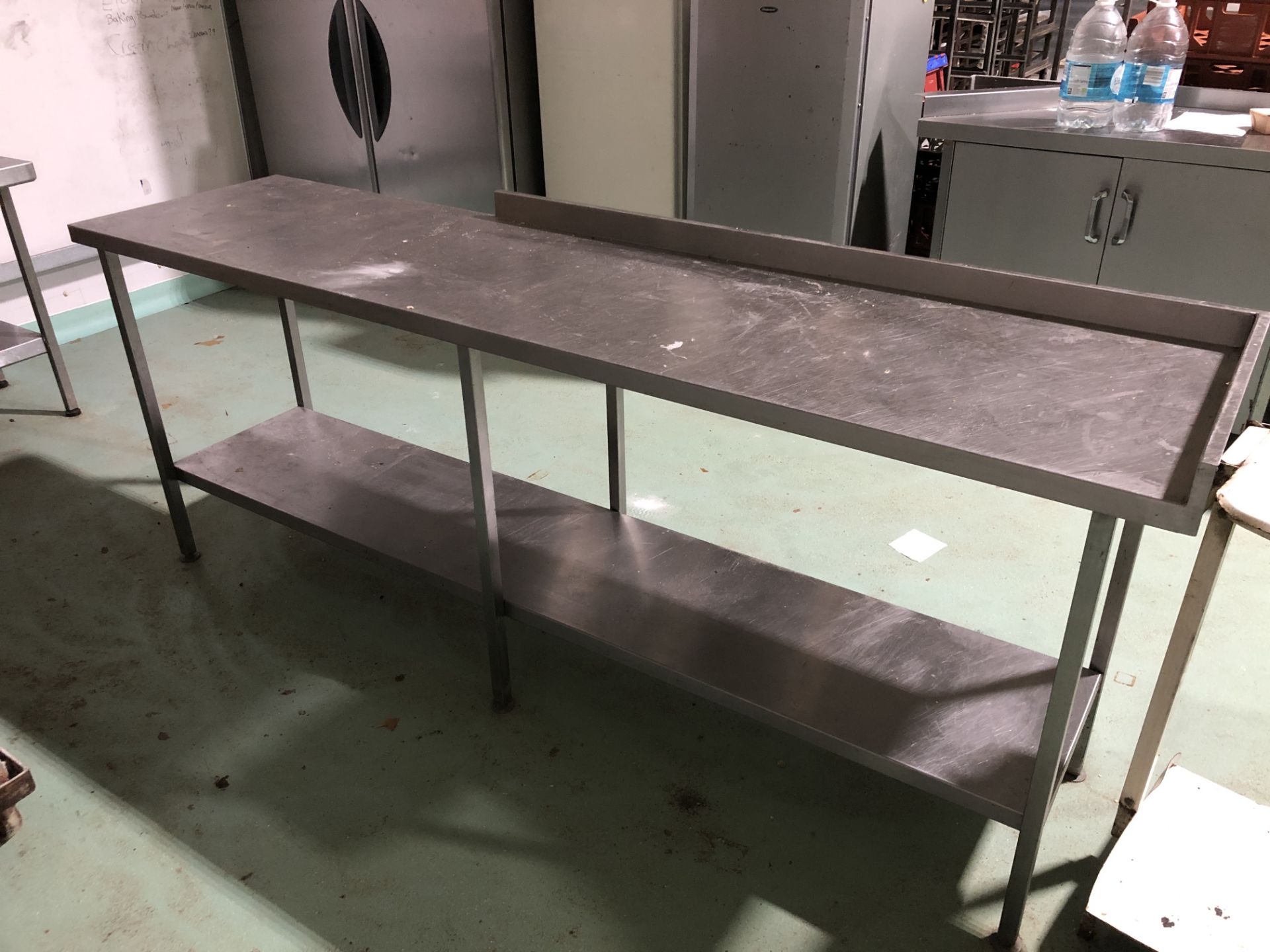 Stainless steel preparation table (Located Cleobury Mortimer, Shropshire)