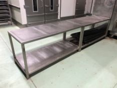 Two stainless steel preparation tables (Located Cleobury Mortimer, Shropshire)