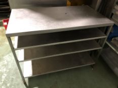 Four tier stainless steel preparation table (Located Cleobury Mortimer, Shropshire)