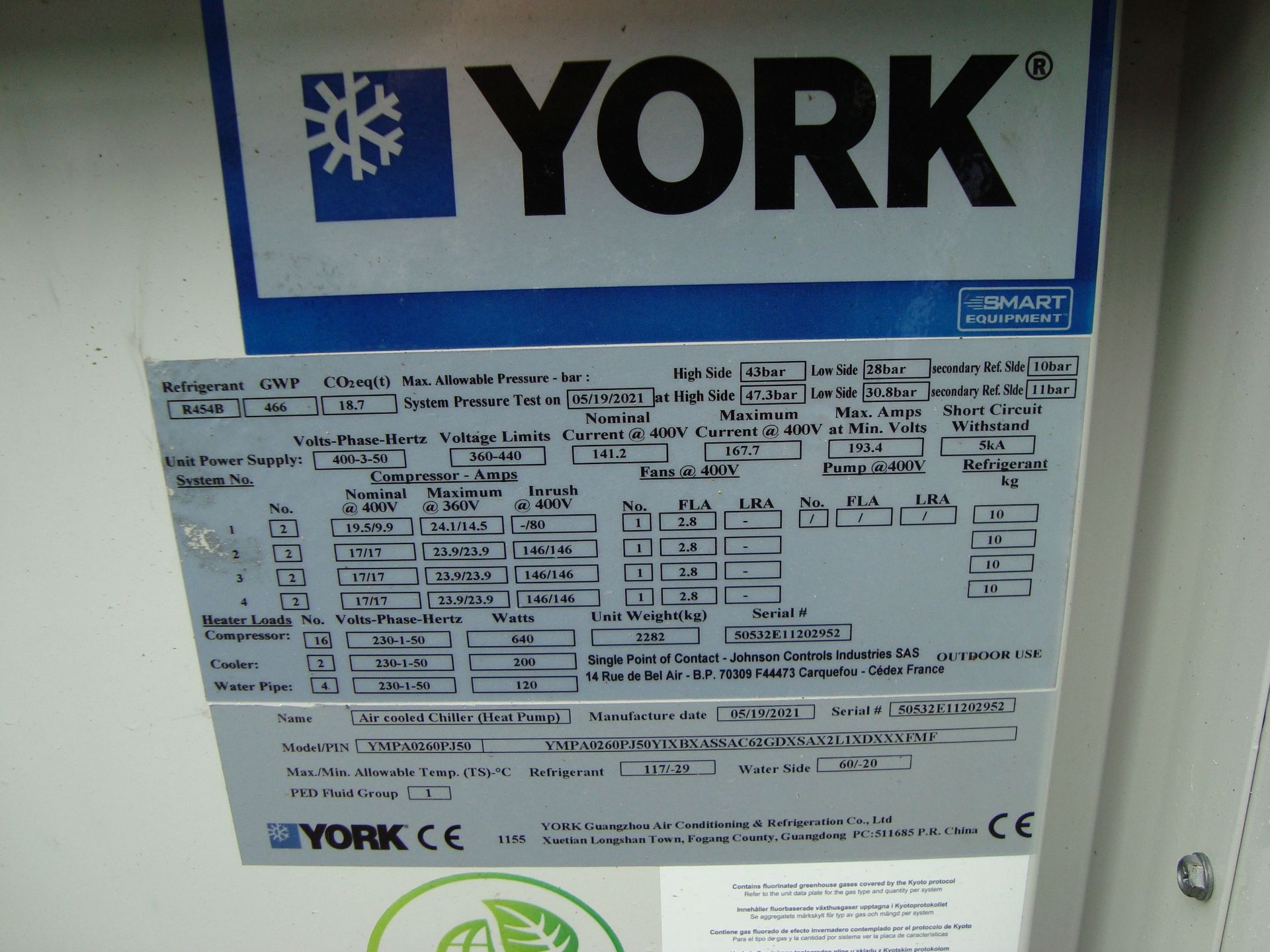 A York YMPA0260PJ50 air cooled chiller heat pump, Serial Number: 50532E11202952 (2021) A work Method - Image 6 of 7