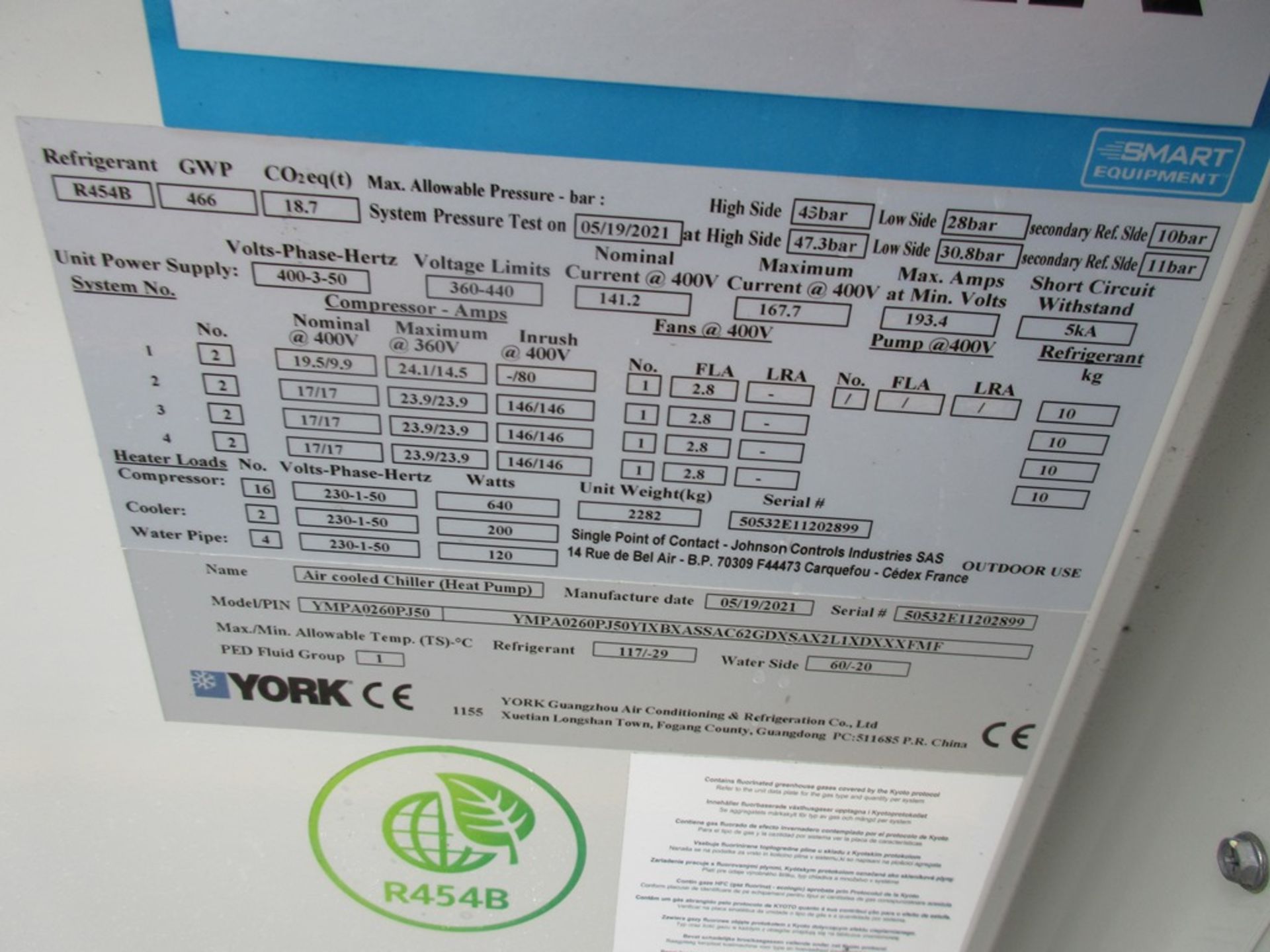 A York YMPA0260PJ50 air cooled chiller heat pump, Serial Number. 50532E11202899 (2021) A work Method - Image 8 of 9