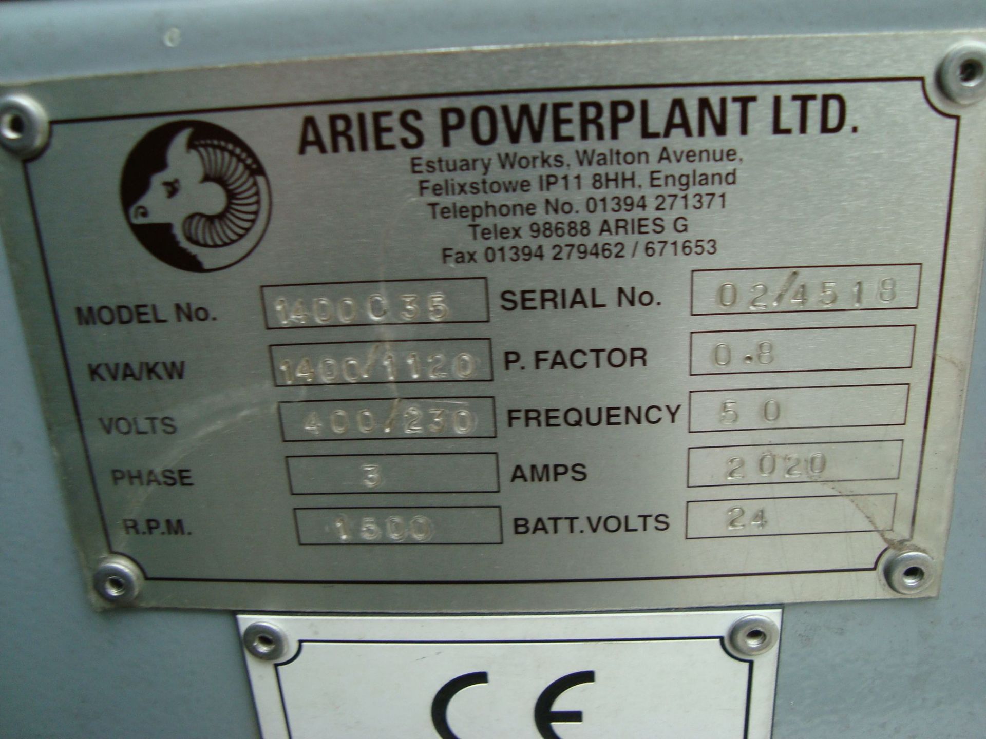 Generator 1 Comprising: Aires Powerplant 1400Q35 1,400KVa containerised diesel standby generator, - Image 24 of 27