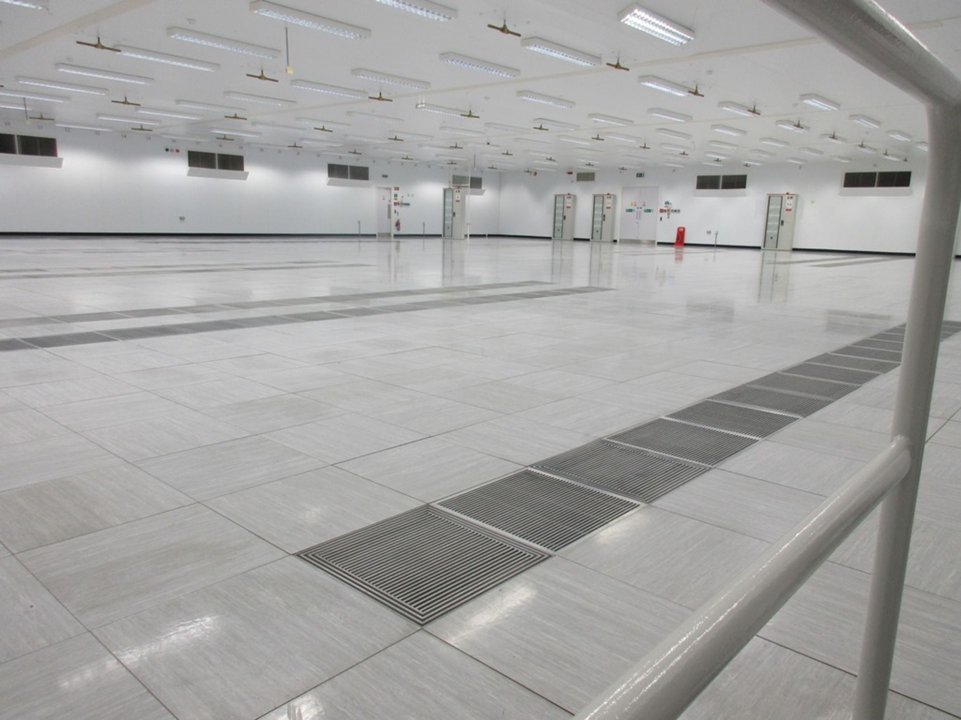 Raised sectional server room modular flooring to approximately 30 x 25m, 650mm high with single