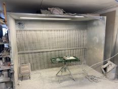 Purpose built spray booth with various spray guns & hoses (Length 330cm, Width 220cm, Height 225cm)