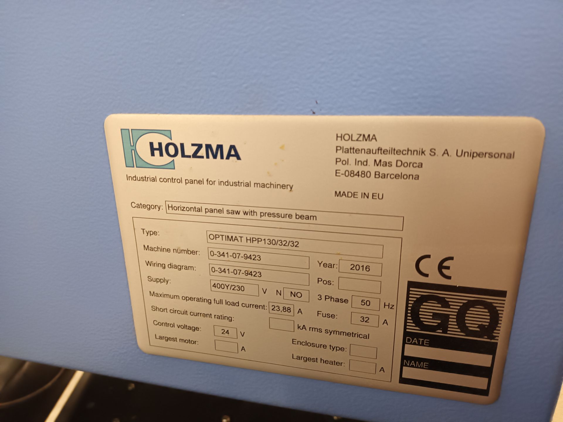 Holzma Optimat HPP 130/32/32 CNC panel saw with Holzma PowerControl operating system (2018) - Image 6 of 7