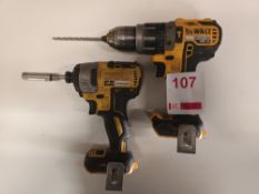 Two DeWalt brushless cordless drills (no battery)