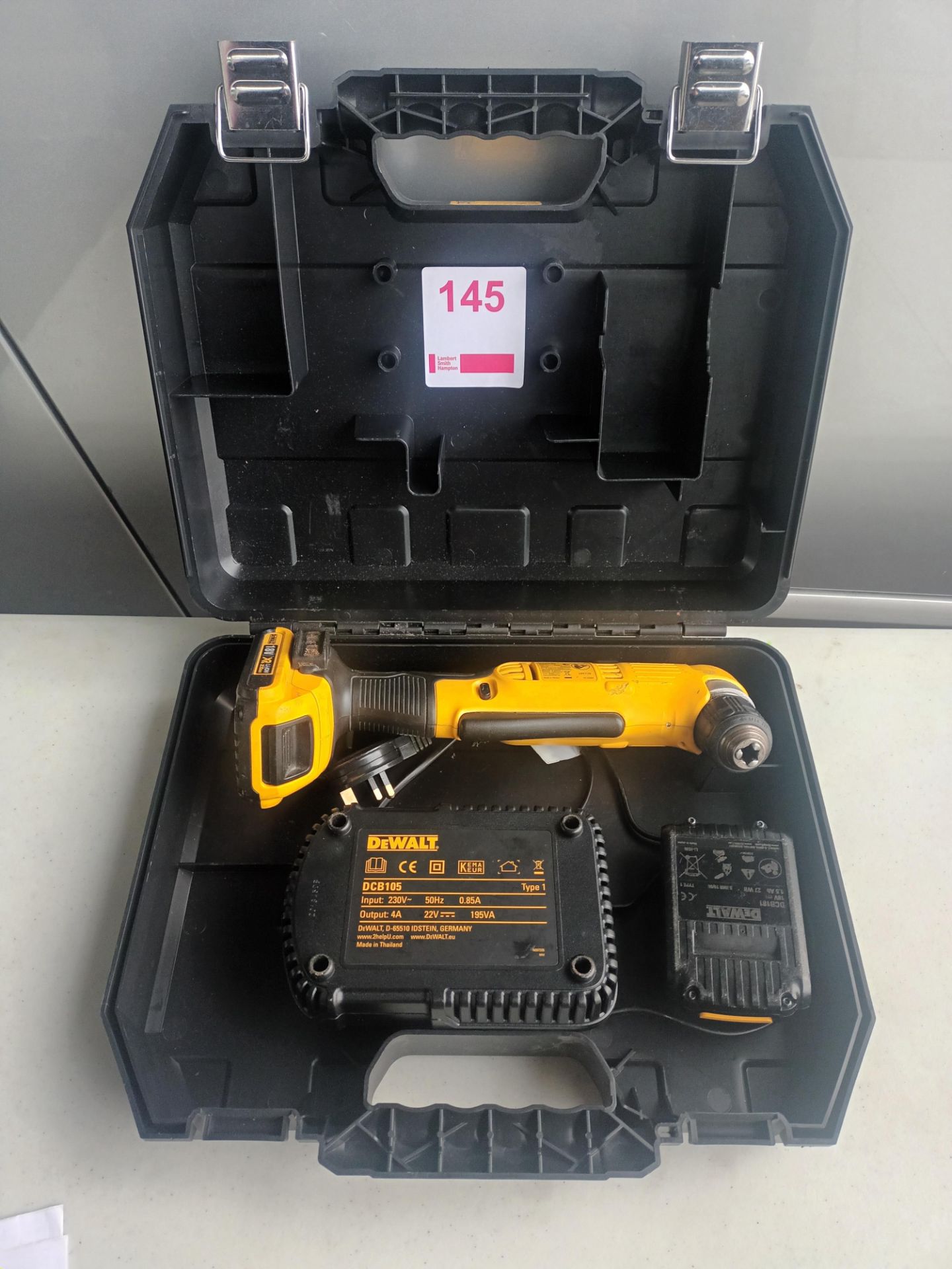 DeWalt DCD740 18v XR Cordless Right Angle Drill with spare battery and charger (Located Upminster)