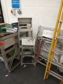 Five various step ladders and 18-rung extension ladder (Located Upminster)