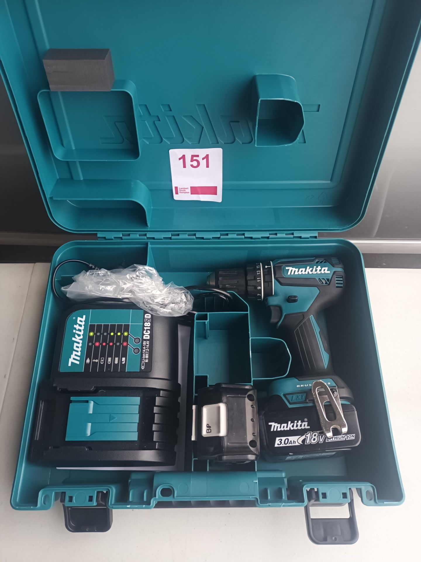Makita DHP485 18V LXT Li-ion Brushless Combi Drillwith spare battery and charger (Located Upminster)