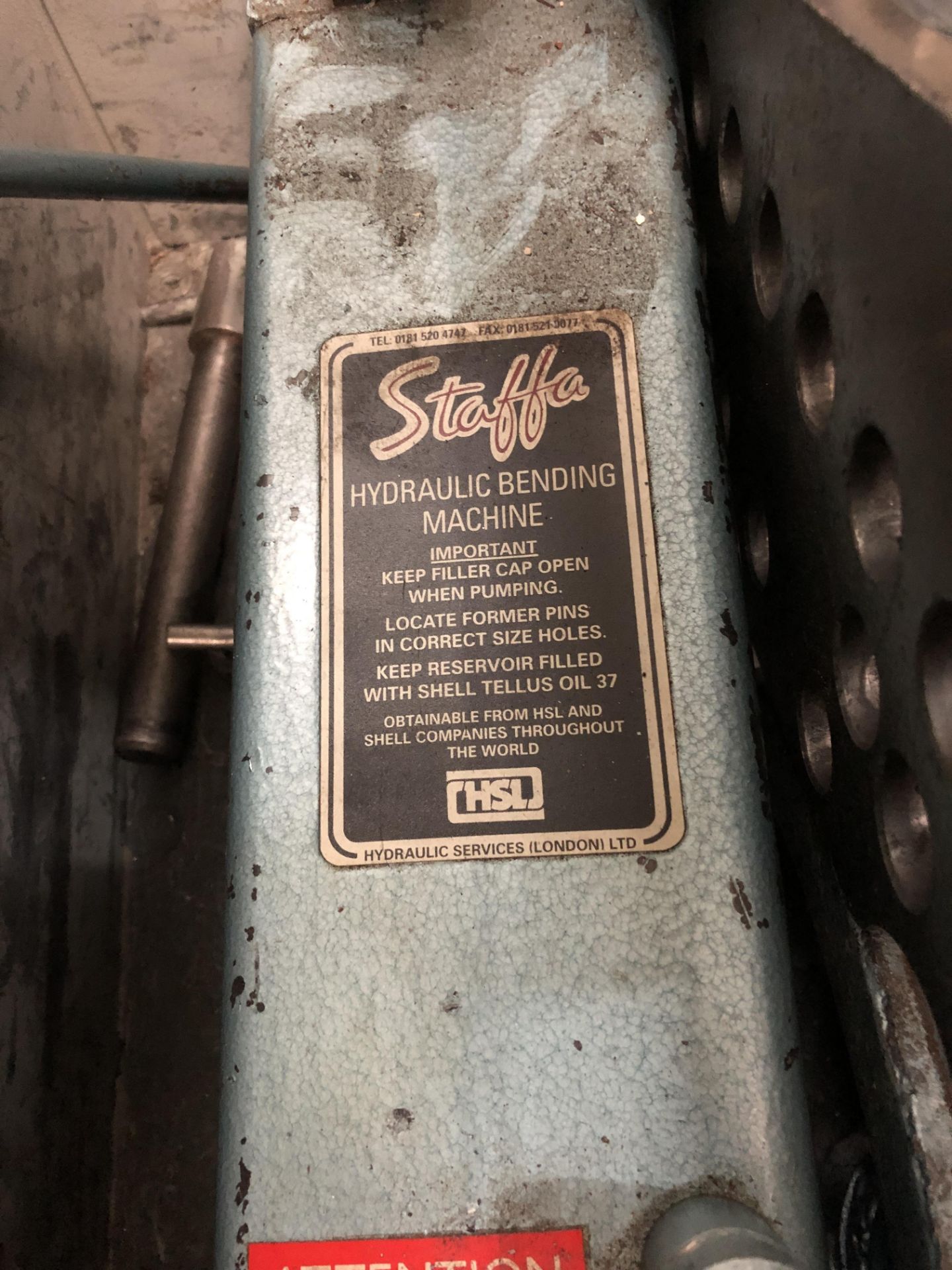 Staffa hydraulic bending machine and metal case (Located Milton Keynes) - Image 3 of 5
