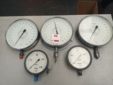 Five various Broadheath Budenberg test gauges (Located Upminster)