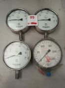 Three Budenberg Premium Range test gauges and Budenberg test gauge (Located Upminster)