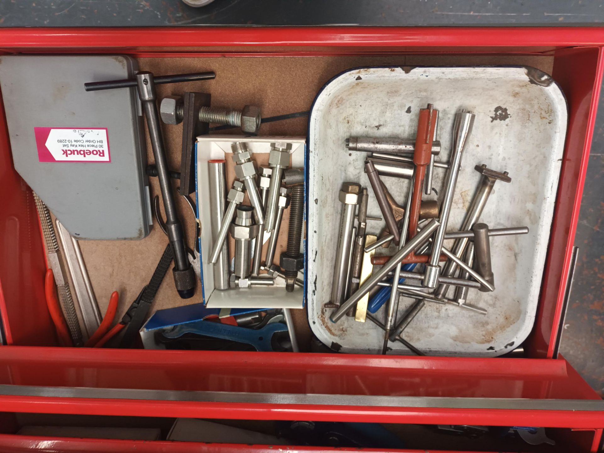 RS six drawer tool cabinet and contents comprising a quantity of handtools, socket sets etc. and Wat - Image 4 of 6