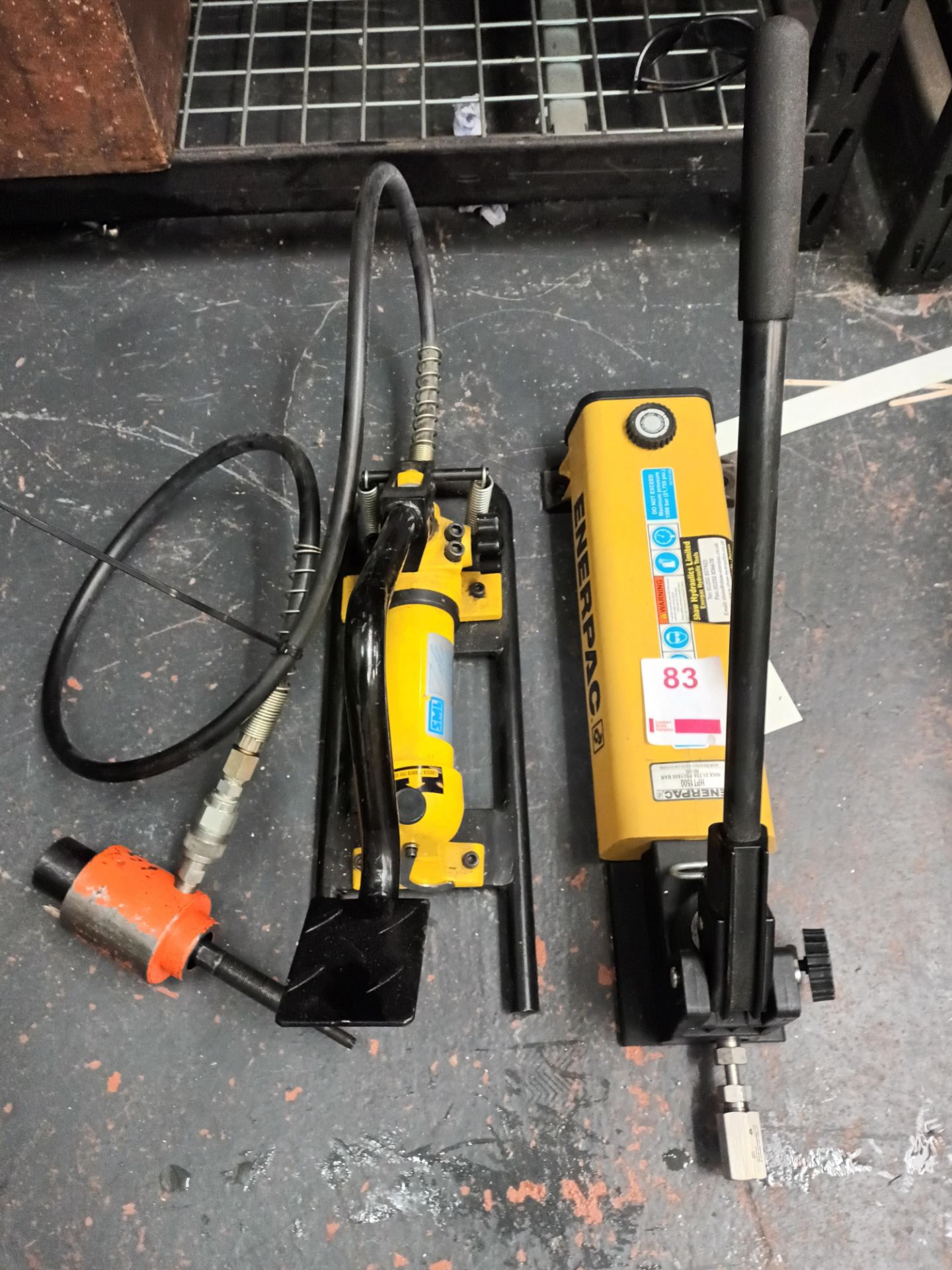 Enerpac hydraulic hand pump and SML hydraulic foot pump (Located Upminster)