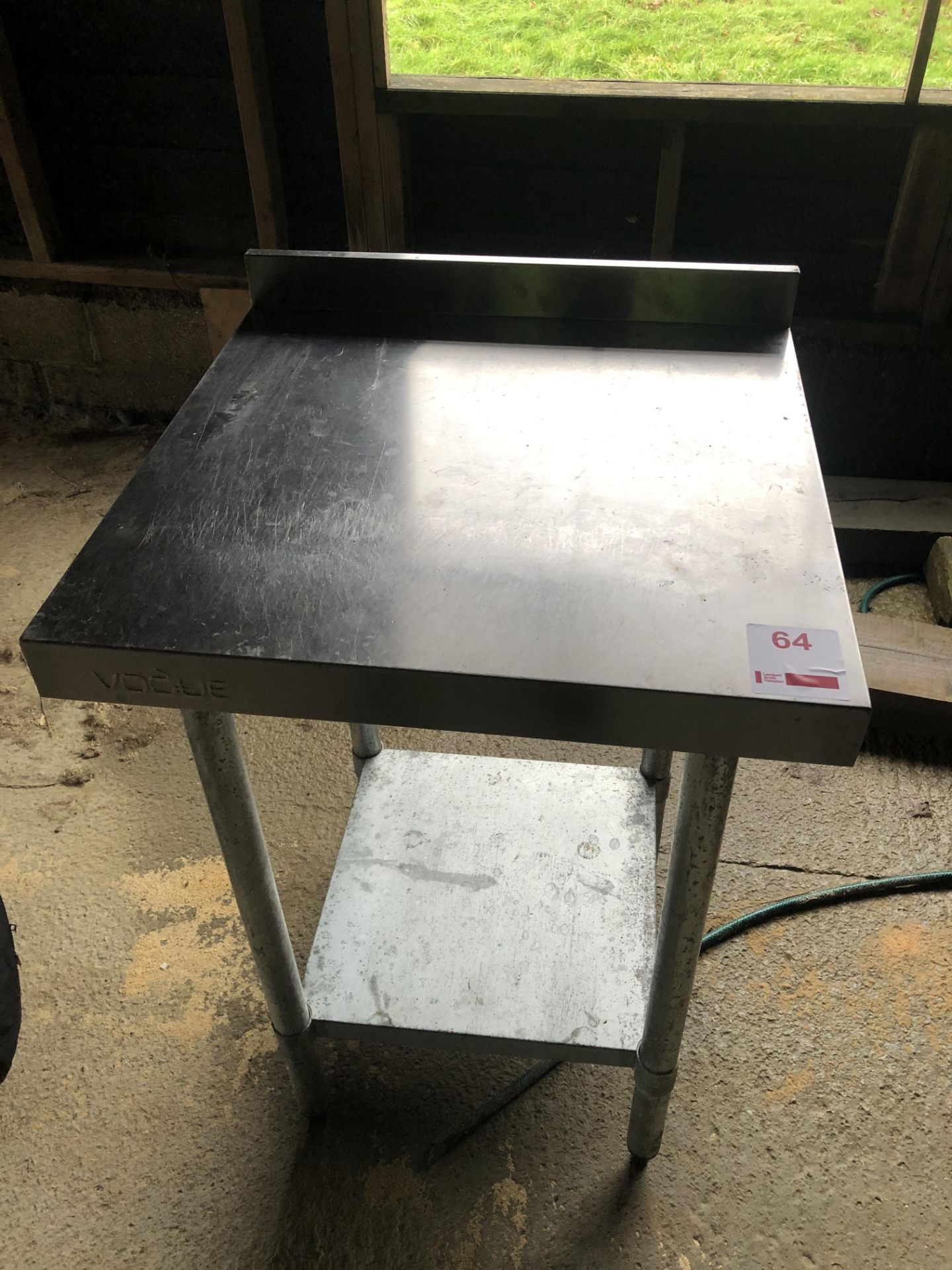 Vogue stainless steel preparation table, approx 600mm x 600mm