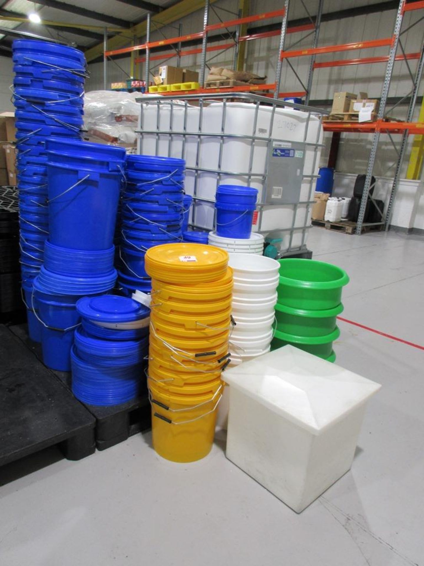 Large quantity of various plastic tubs, as lotted
