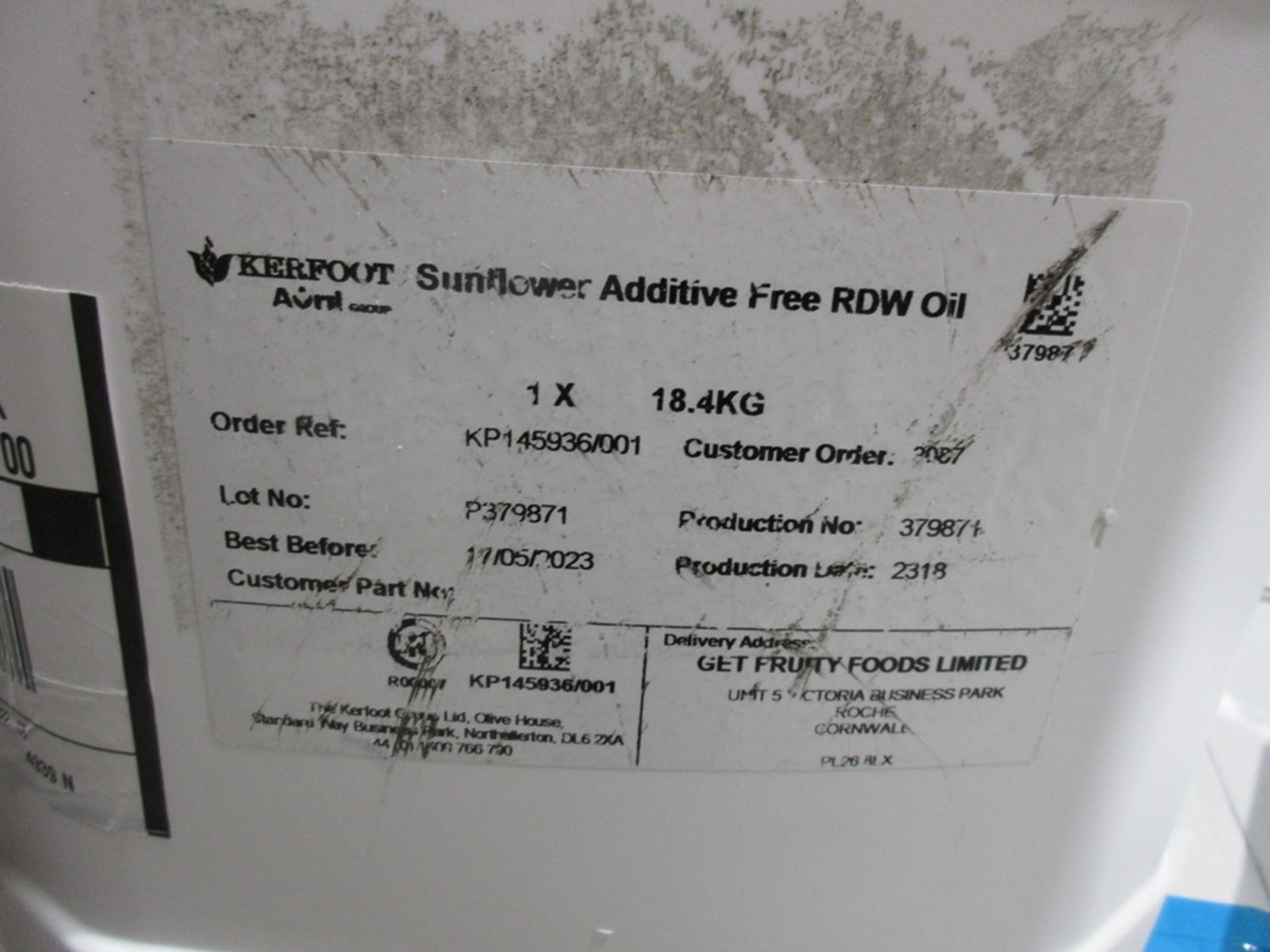 3 x 18.4kg of Kerfoot Sunflower additive Free RDW oil - expiry May 2023 Please Note: This lot will - Image 3 of 3