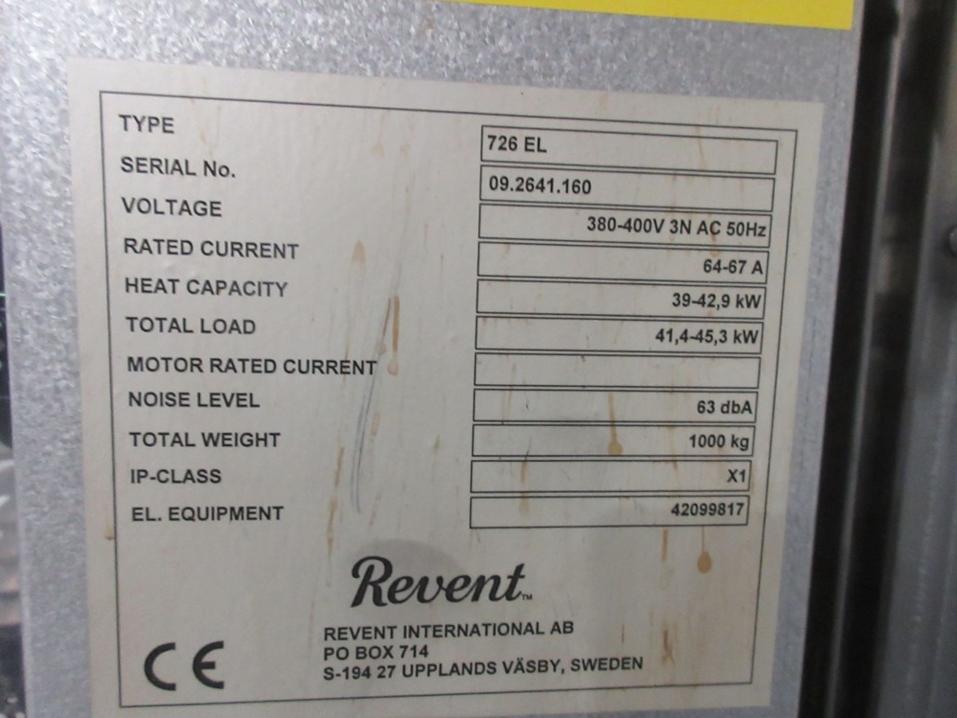 Revent stainless steel electric single rack rotary oven, type 726 EL, serial no. 09.2641.160, - Image 5 of 10