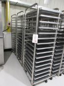 Three stainless Steel mobile 16 compartment tray racks, 530mm x 760mm x 1800mm