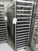 Three stainless Steel mobile 16 compartment tray racks, 530mm x 760mm x 1800mm